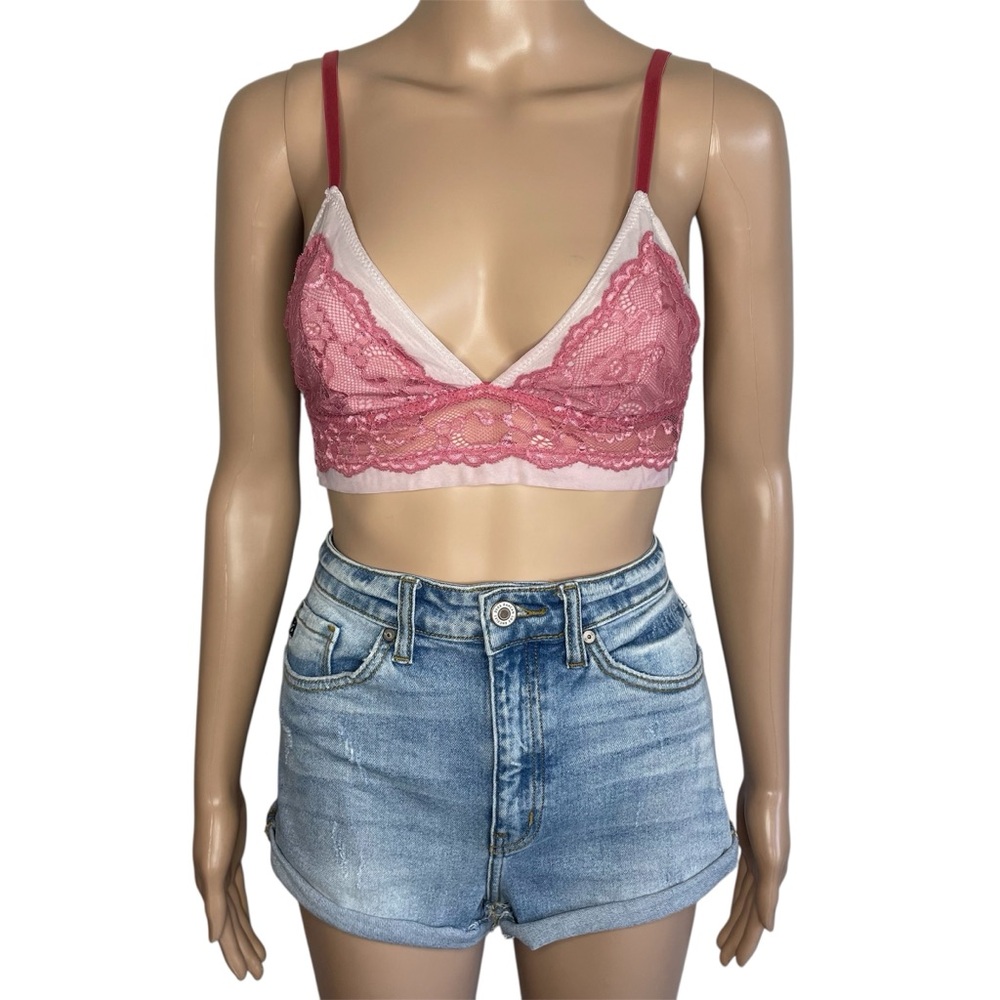 IJAK Pretty Pink Lace Casual Unpadded Bralette Bra